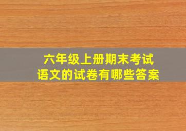 六年级上册期末考试语文的试卷有哪些答案