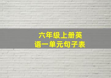 六年级上册英语一单元句子表