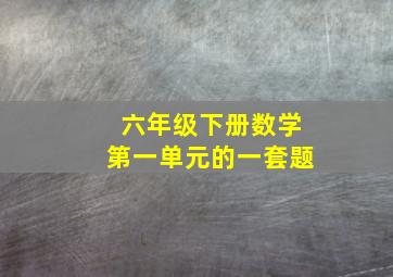 六年级下册数学第一单元的一套题