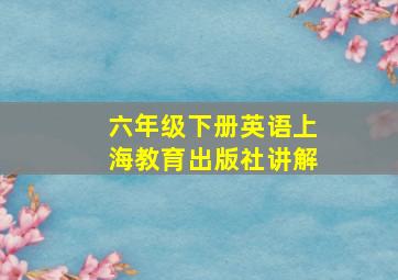 六年级下册英语上海教育出版社讲解