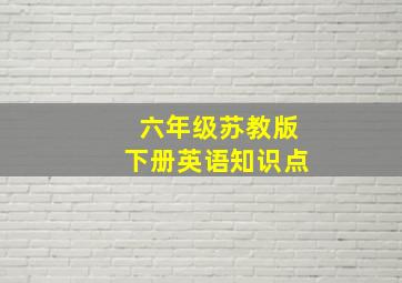 六年级苏教版下册英语知识点