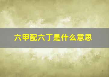 六甲配六丁是什么意思