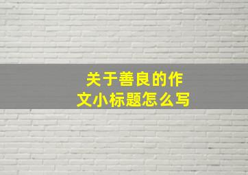 关于善良的作文小标题怎么写