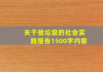 关于捡垃圾的社会实践报告1500字内容