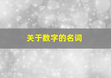 关于数字的名词