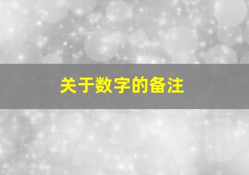 关于数字的备注