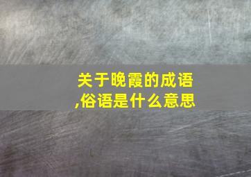 关于晚霞的成语,俗语是什么意思