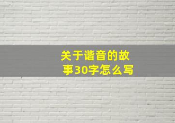 关于谐音的故事30字怎么写