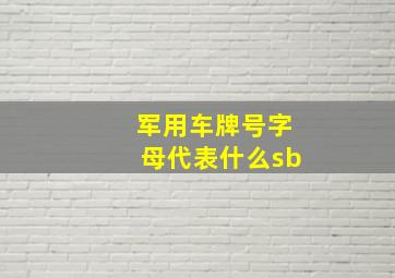 军用车牌号字母代表什么sb