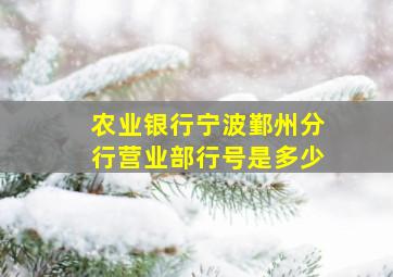 农业银行宁波鄞州分行营业部行号是多少