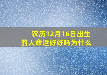 农历12月16日出生的人命运好好吗为什么