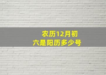 农历12月初六是阳历多少号