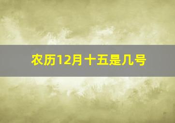 农历12月十五是几号