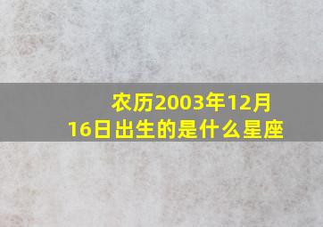 农历2003年12月16日出生的是什么星座