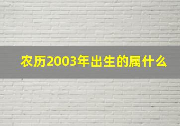 农历2003年出生的属什么