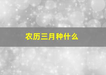 农历三月种什么