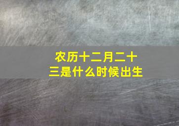 农历十二月二十三是什么时候出生