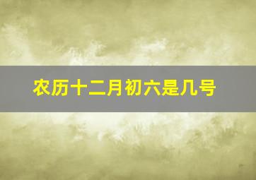 农历十二月初六是几号