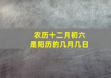 农历十二月初六是阳历的几月几日