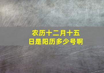 农历十二月十五日是阳历多少号啊