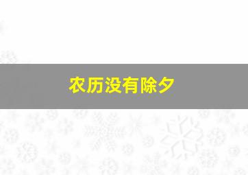 农历没有除夕