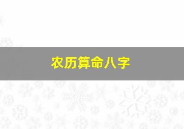 农历算命八字