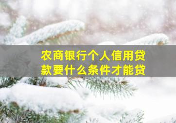 农商银行个人信用贷款要什么条件才能贷