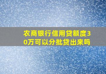 农商银行信用贷额度30万可以分批贷出来吗