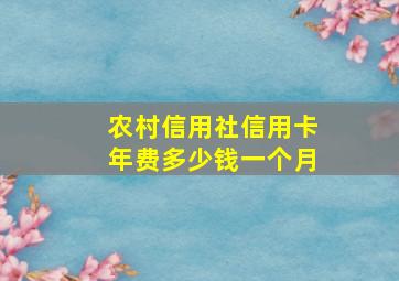 农村信用社信用卡年费多少钱一个月