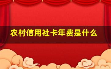 农村信用社卡年费是什么