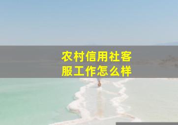 农村信用社客服工作怎么样