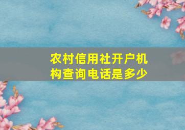 农村信用社开户机构查询电话是多少