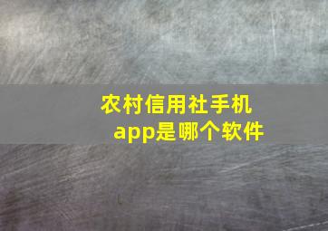 农村信用社手机app是哪个软件