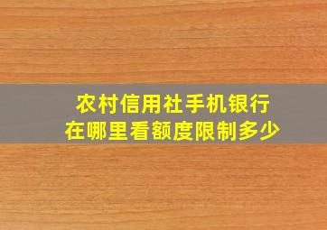 农村信用社手机银行在哪里看额度限制多少