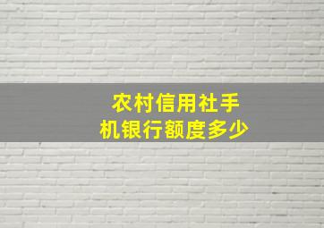 农村信用社手机银行额度多少