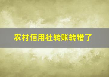 农村信用社转账转错了