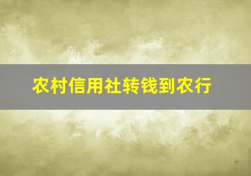 农村信用社转钱到农行