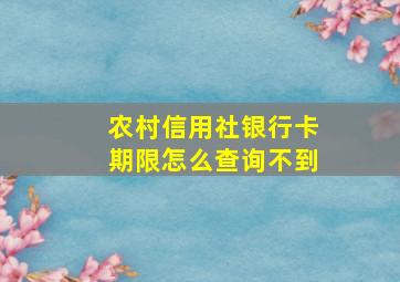 农村信用社银行卡期限怎么查询不到