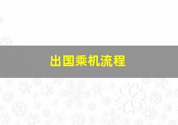 出国乘机流程