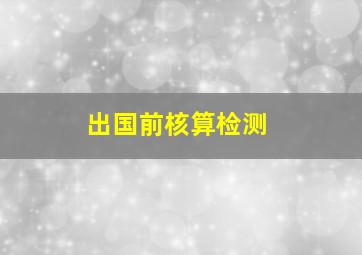 出国前核算检测