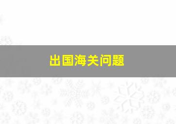 出国海关问题