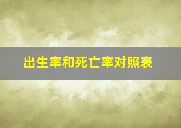 出生率和死亡率对照表