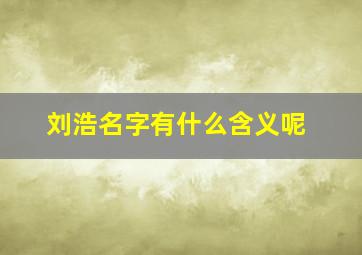 刘浩名字有什么含义呢