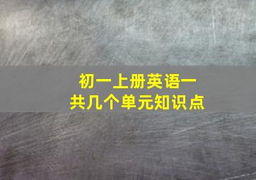 初一上册英语一共几个单元知识点