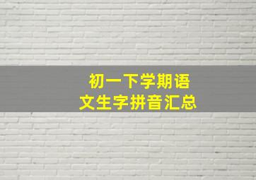 初一下学期语文生字拼音汇总