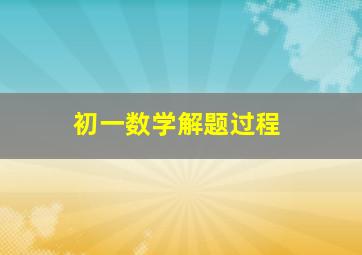 初一数学解题过程