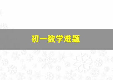 初一数学难题