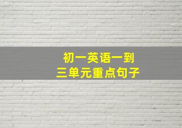 初一英语一到三单元重点句子