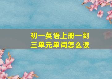 初一英语上册一到三单元单词怎么读