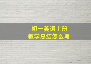 初一英语上册教学总结怎么写